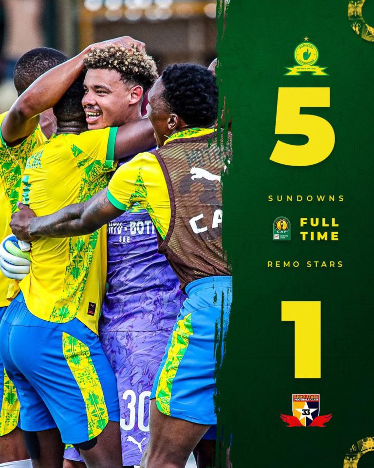 Total Collapse in Abeokuta! Mamelodi Sundowns Humiliate Remo Stars 5–1 in CAF Champions League Clash